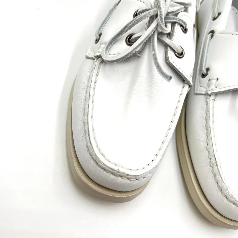 Sebago Docksides Portland Womens Size 10 White Leather‎ Boat Shoes Loafers